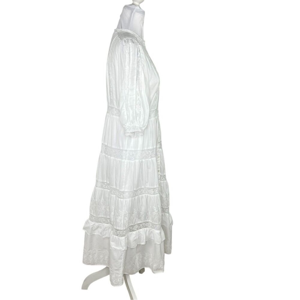 LoveShackFancy X Target Phoebe Button Up White Eyelet Lace Midi Dress - Picture 6 of 12